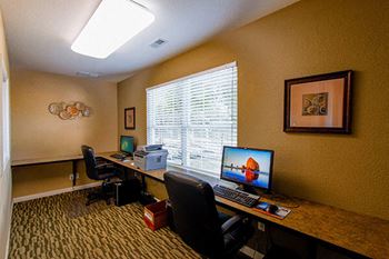 business center at apartment community
